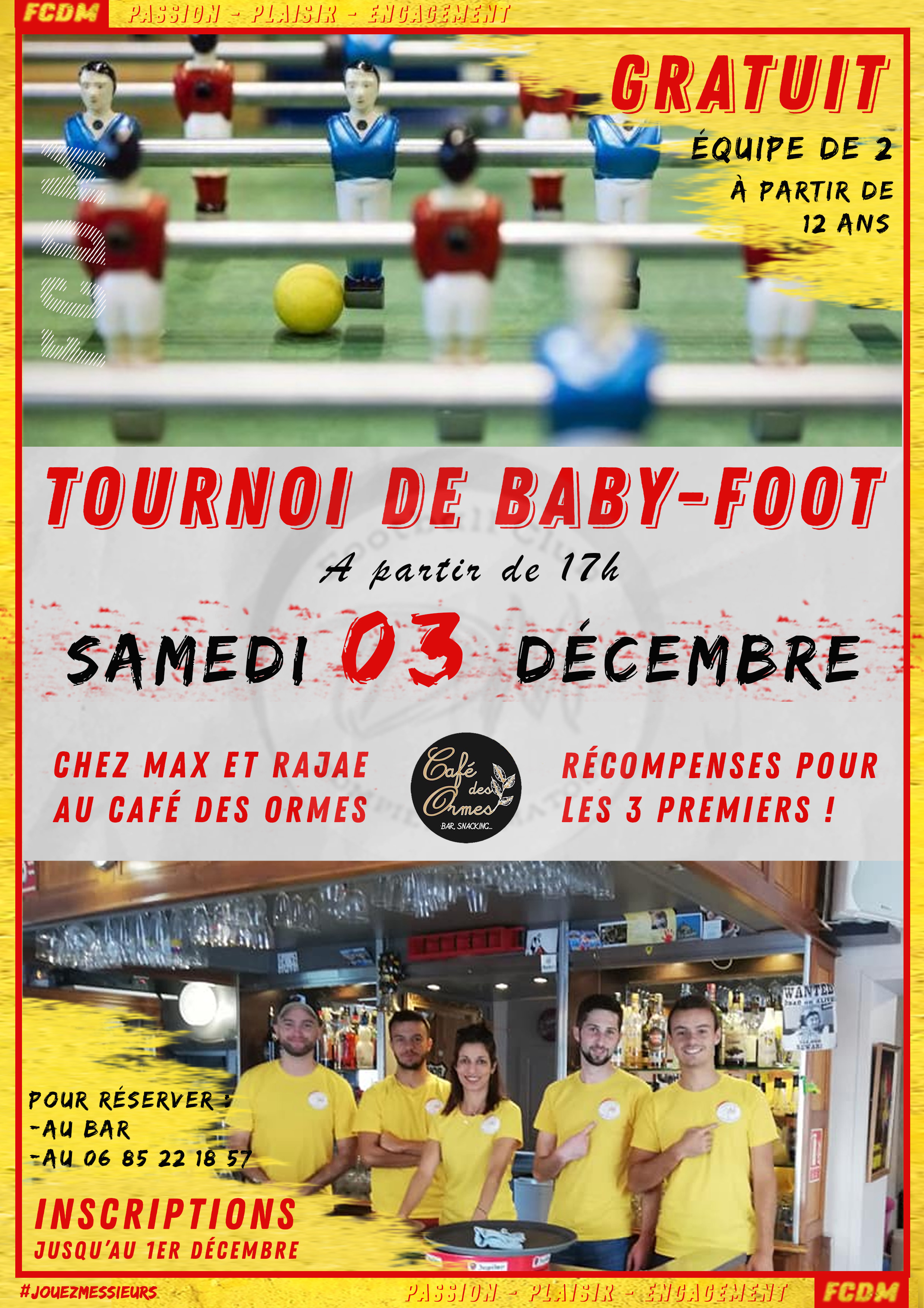 1 er tournoi de Baby-Foot au Café des Ormes – 3 décembre